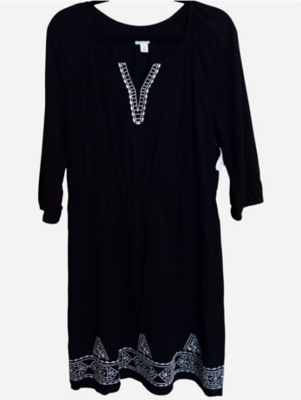 Old Navy Black & White Boho Embroidered Dress